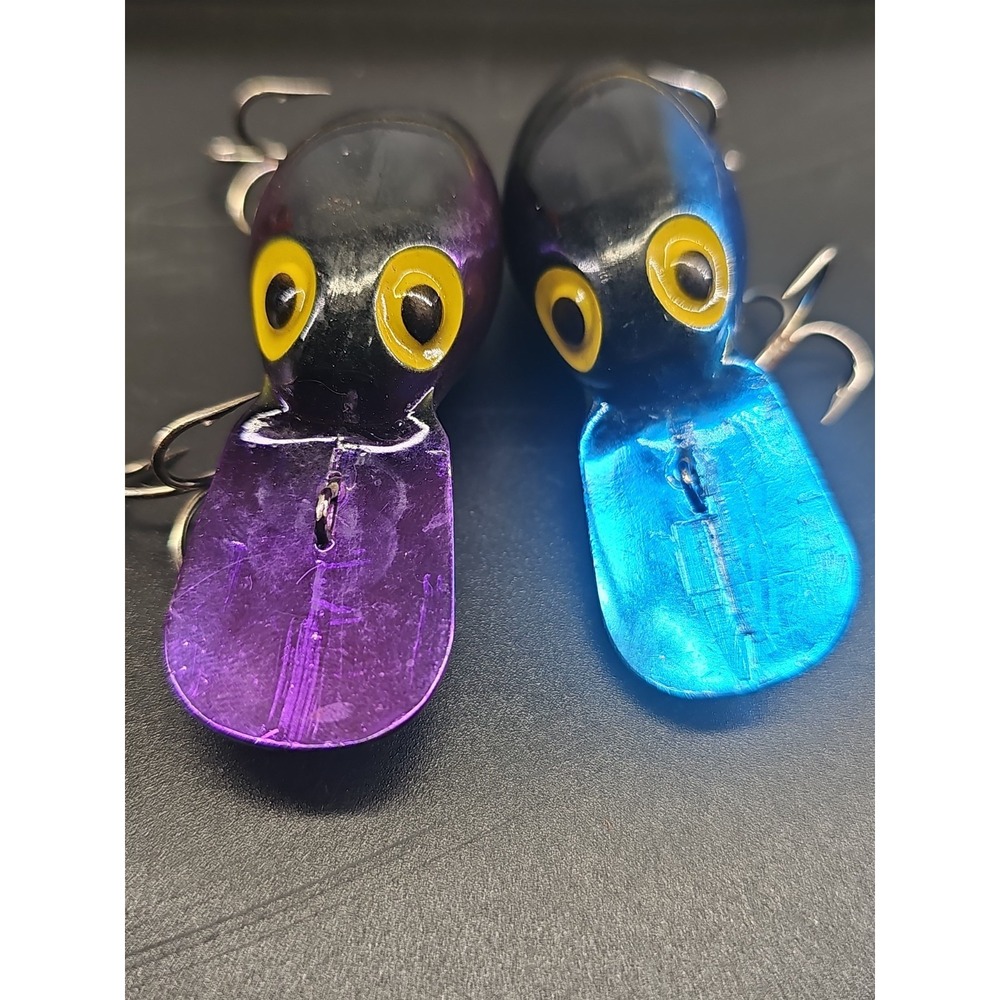 Vintage 2 Storm Pre Rapala Magnum Wiggle Wart Lure Blue Purple Metallic Rattle